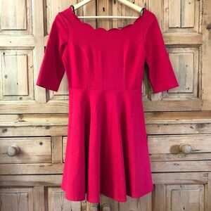 Lulu's Small Red Half Sleeve‎ Fit and Flare Dress Short Sleeve Cocktail Mini